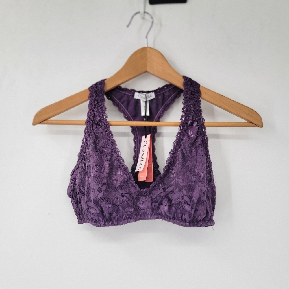 Cosabella Never Say Never Racerback Bralette Size Medium Zaadi Purple Lace